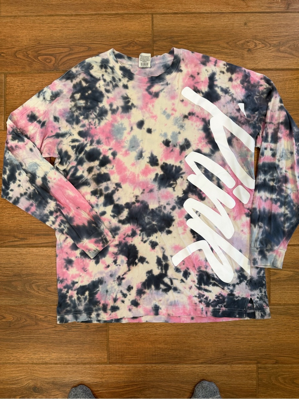 PINK Victoria's Secret womens medium Tie-Dye Long Sleeve Tee in Pink, Navy